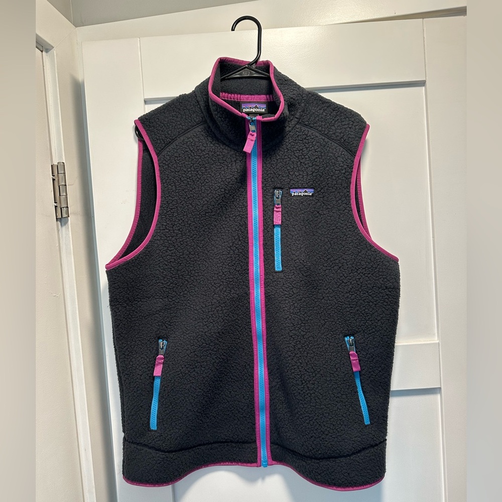 Patagonia Retro Pile Fleece Vest - black/pink/blue